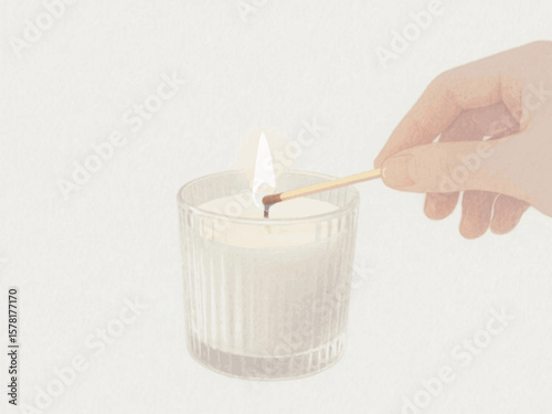 Holding a match to light a candle isolated watercolor vector illustration svg
