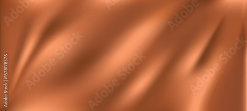 Copper silk texture background design with smooth waves. Luxury material background for award stadium presentation, Copper metal material
