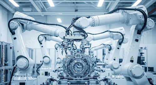 High-Tech Automation in Manufacturing: A Symphony of Robotic Arms in a Modern Factory, Precision Engineering: Advanced Robotic Systems in a Manufacturing Environment