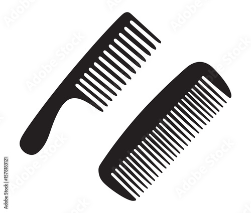 Hair comb icon set – black silhouette vector illustration.