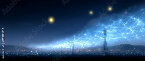 Illuminated City at Dusk: A cityscape transitions from daylight to the dark embrace of night, underscored by the glow of electricity.
