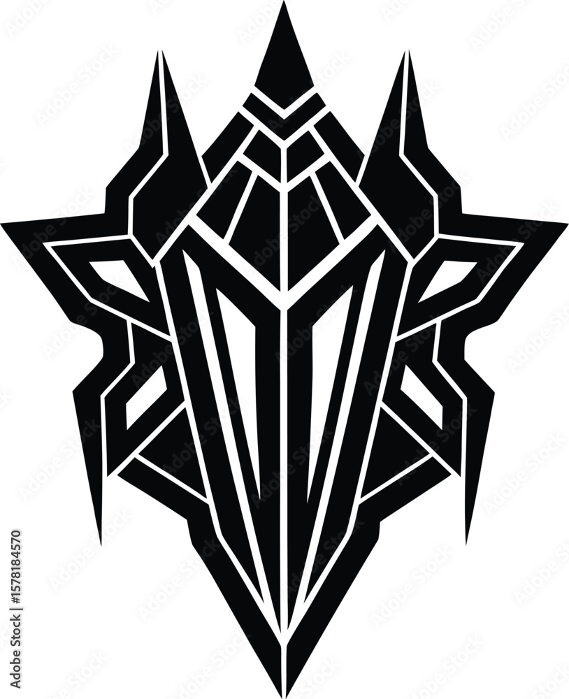 Obraz premium Futuristic Warrior Mask Crest vector silhouette