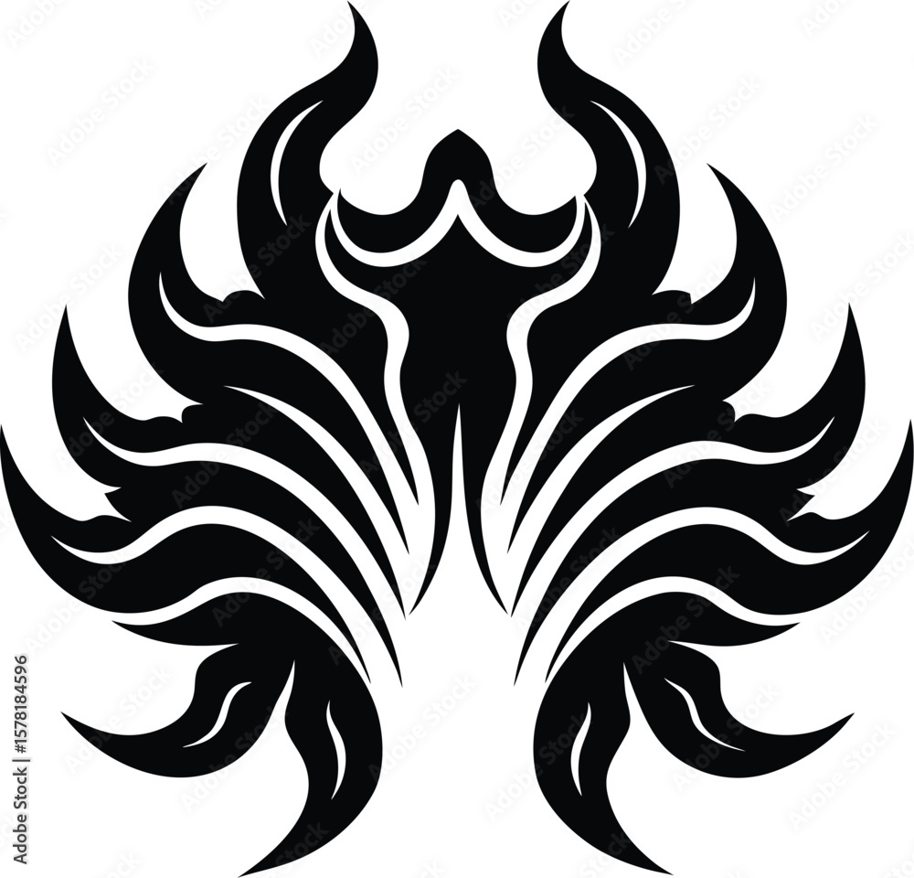 Obraz premium Burning Flame Crest Symbol vector silhouette