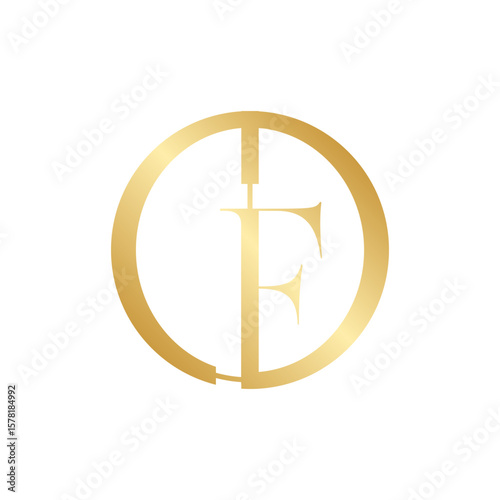An elegant gold "EF" monogram encased in a circular border, conveying luxury, sophistication, and timeless class
