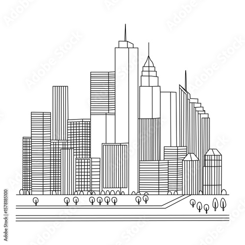 Hand Drawn Cityscape Skyline Sketch