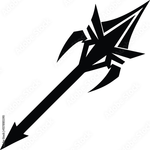 Spiked Tribal Spear Head Vector Silhouette

