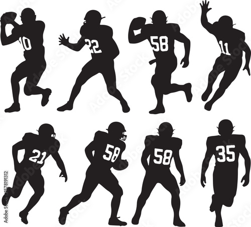 American Football Player Silhouette in Action"

"Running Back Vector Art"

"Football Athlete with Helmet Design"

"Quarterback Throwing Ball Silhouette"

"Tackling Pose of Football Player Vector"

