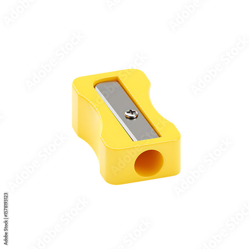 A yellow pencil sharpener isolated on transparent background