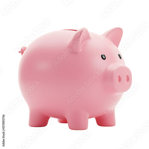 A pink piggy bank isolated on transparent background