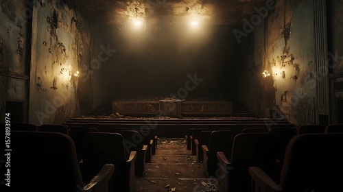 Abandoned movie theater interior