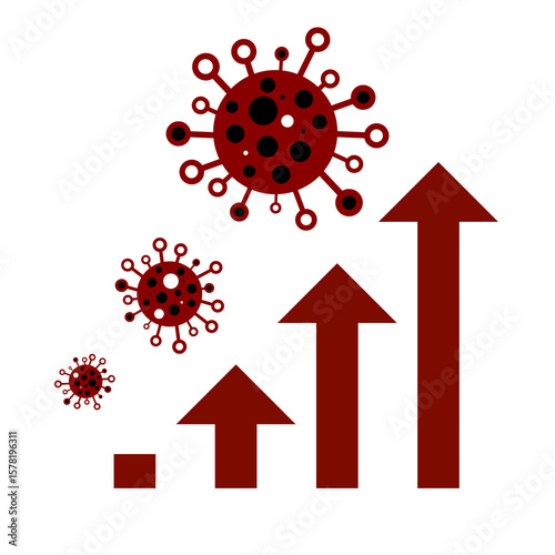 Virus outbreak warning icon, Virus Increase, Corona warning, Pirola, delta, embola, arcturus, marburg, omicron.
