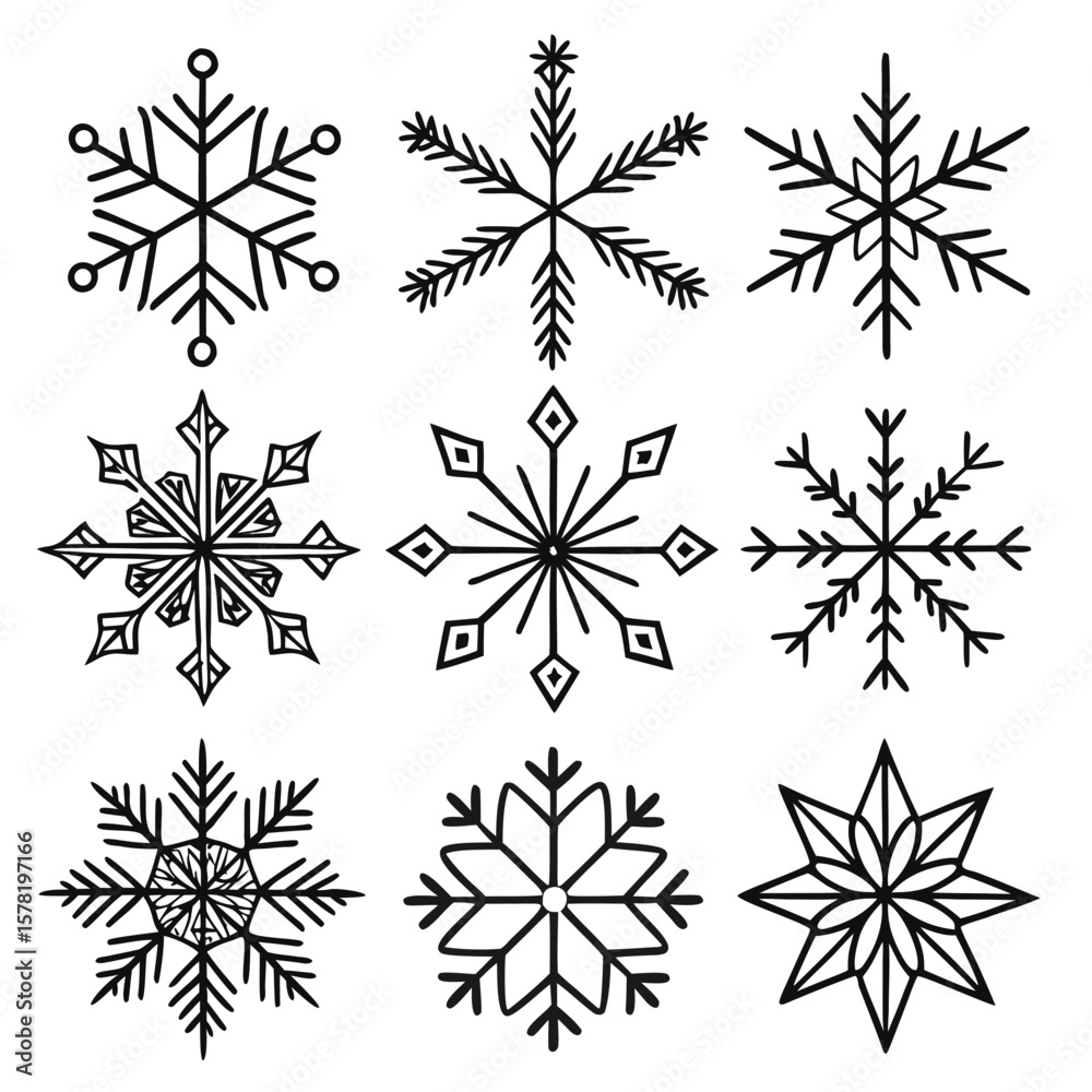 set of snowflakes set of snowflakes