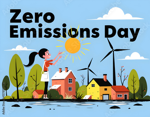 Ai generated image in vector view with zero emission day concept
