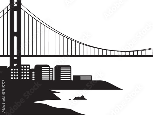 Suspension Bridge Silhouette Vector Illustration

Urban Bridge Icon Design for Architecture or Travel Themes

Silhouette of a City Bridge Isolated on White

Vector Bridge Silhouette for Skyline or Tra