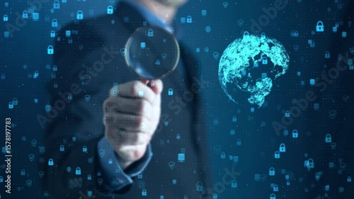 man pressing searching with visual world icon 