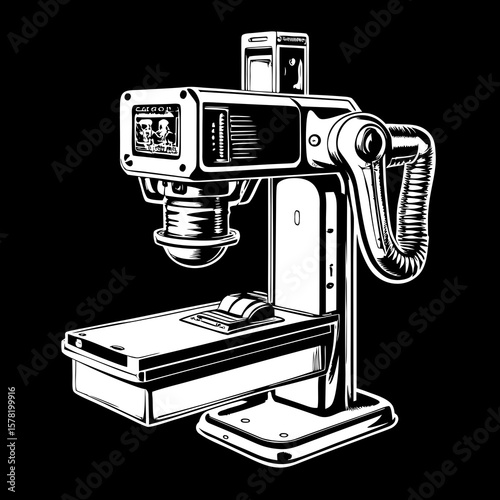 Radiology Glyph Icon of X-ray Scan Machine for Hospital Department Signage