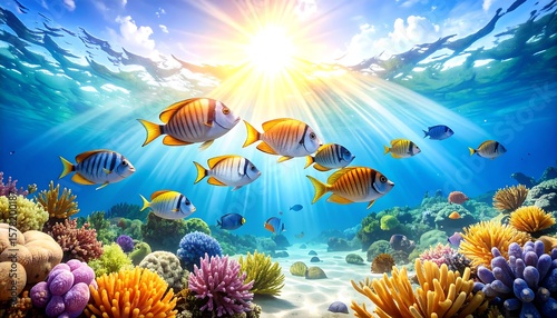 Fototapeta Naklejka Na Ścianę i Meble -  Vibrant underwater coral reef scene