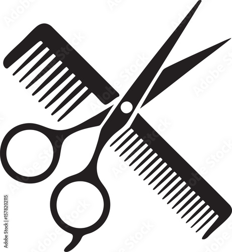 Hairdressing Scissors and Comb Professional Barber Tools EPS Vector Illustration