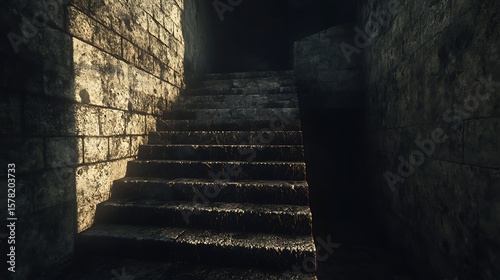 Ancient stone stairway interior
