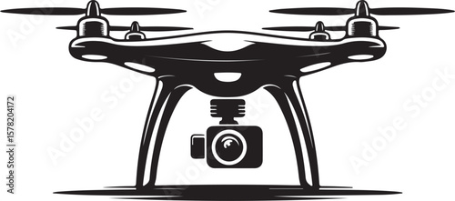 Flying Drone Silhouette Vector

Quadcopter Technology Illustration

Remote-Controlled Drone Design

Modern Drone in Flight Graphic

