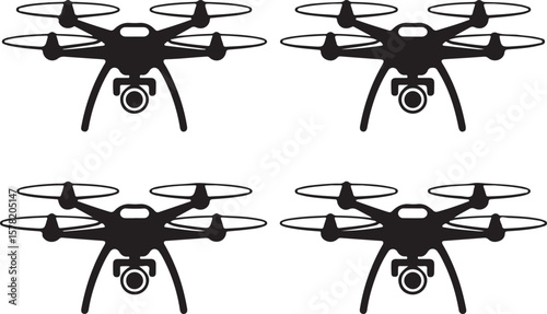 Flying Drone Silhouette Vector

Quadcopter Technology Illustration

Remote-Controlled Drone Design

Modern Drone in Flight Graphic

