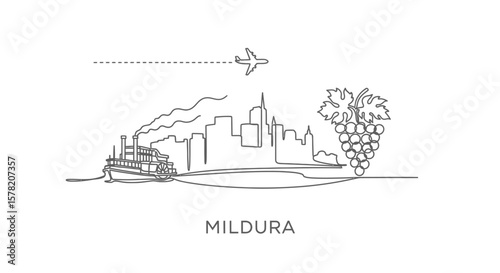 Mildura line art icon Travel  tourism concept.