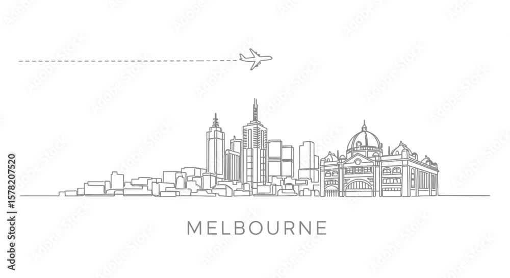 Fototapeta premium Melbourne Skyline with Australia Cityscape vector.