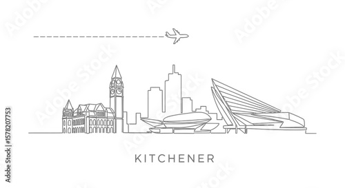 Kitchener Ontario Skyline Minimalist Vector.