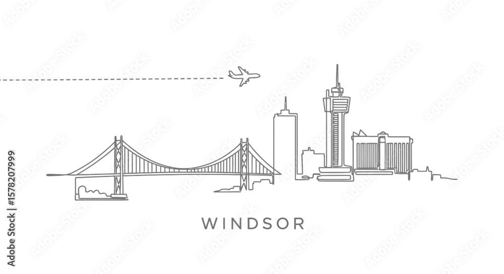 Obraz premium Windsor Ontario Skyline Line Art Minimalist.