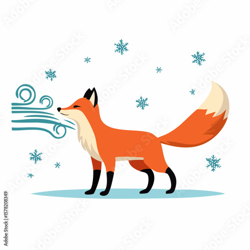 Animated Winter Fox Sniffing the Wind