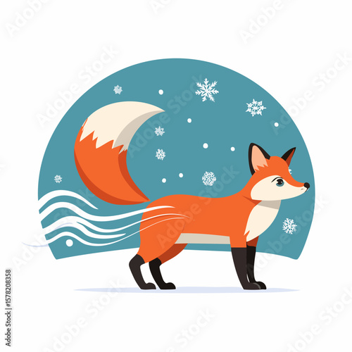 Playful Fox in Winter Wonderland: A Whimsical Illustration