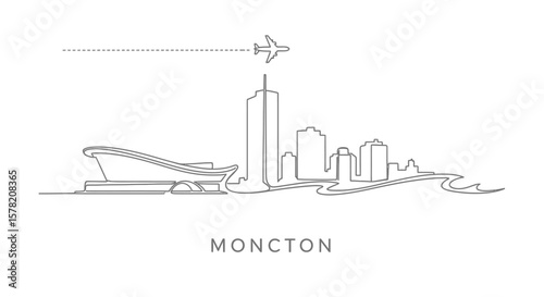 Moncton Canada Skyline Vector Outline Travel.