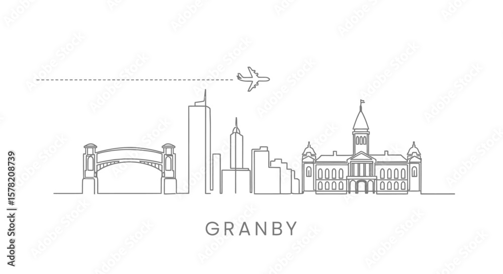 Obraz premium Granby Skyline Cityscape Line Art Travel.
