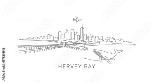 Hervey Bay with Australia Minimalist Travel Art.