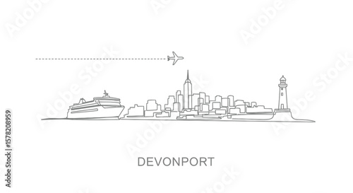Devonport Skyline Cityscape Vector.