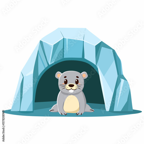 Adorable Groundhog Smiling in its Icy Burrow