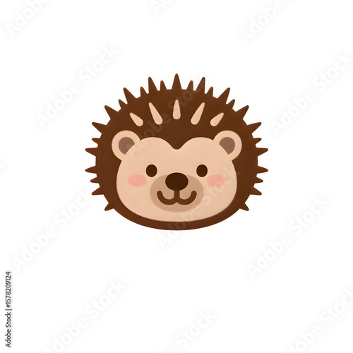 A cute brown hedgehog logo with big bright eyes and a friendly smile, showing its spiky quills in an adorable style