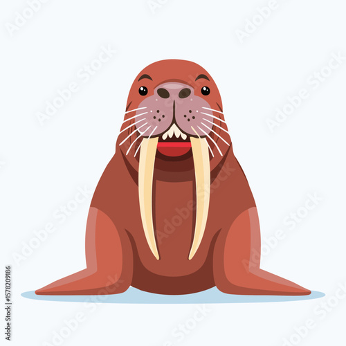 Playful Walrus with Prominent Tusks and Gentle Expression