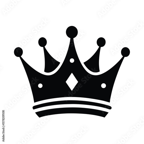 Classic crown icon solid-vector silhouette royal vector on white background