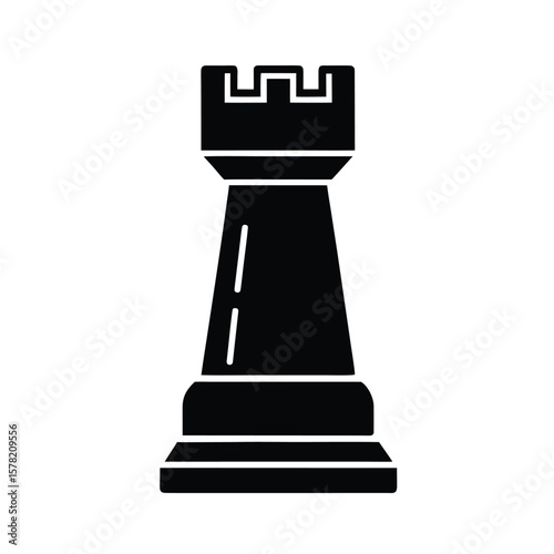 Rook castlevicon chess tower piece vector on white background