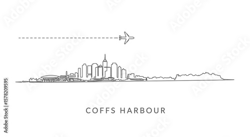 Coffs Harbour Skyline Minimalist Vector Icon.