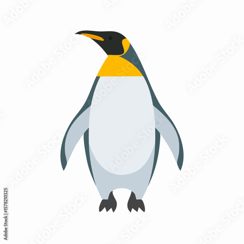 Upright King Penguin with Distinctive Yellow and Black Markings