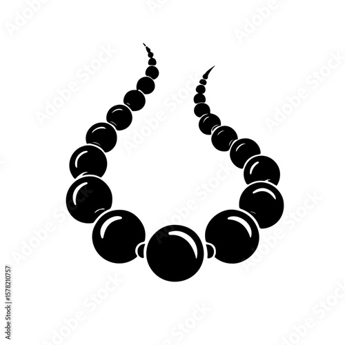 Monochrome Beads Icons. A delicate collection of black and white beads icons, ideal for jewelry design, craft projects, fashion accessories, or DIY themes