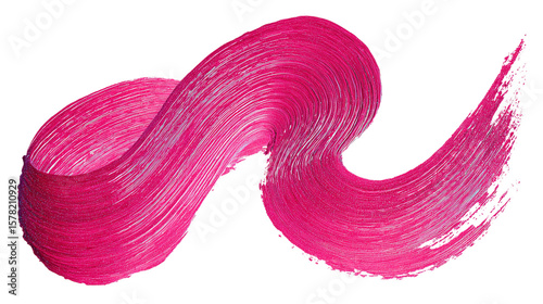 Shiny pink brush stroke with flowing shape, isolated on tranparent background 
