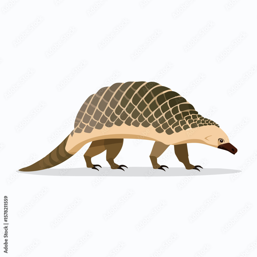 Obraz premium Detailed Illustration of a Pangolin with Scaled Armor and Curved Tail