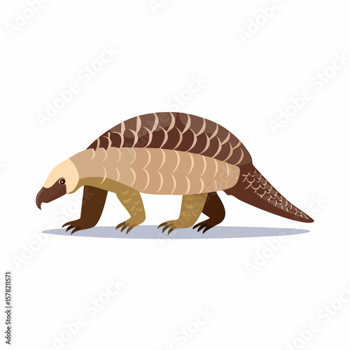 Stylized Pangolin Illustration Depicting Unique Scales and Detailed Features