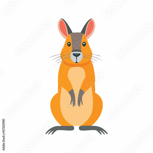 Upright Wallaby with Orange Fur and Detailed Facial Features