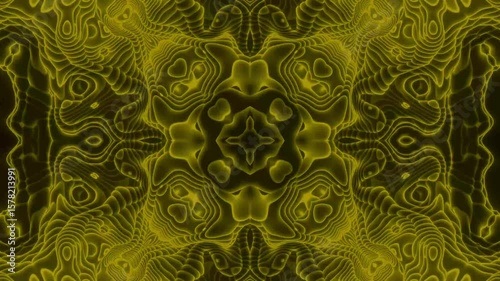 Yellow Abstract symmetrical composition. Looped bg for show or events, exhibitions, festivals or concerts, music videos.