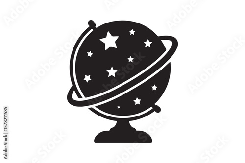 Celestial Globe icon silhouette vector with white background