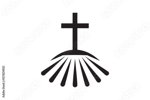 Divine Light Rays icon silhouette vector with white background